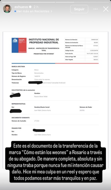 "Hice mi mea culpa": Huevo Fuenzalida confirma que cedió marca "Cómo están los weones" a Rosario Bravo