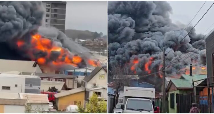 Incendio en bodega de ropa usada en Concepción