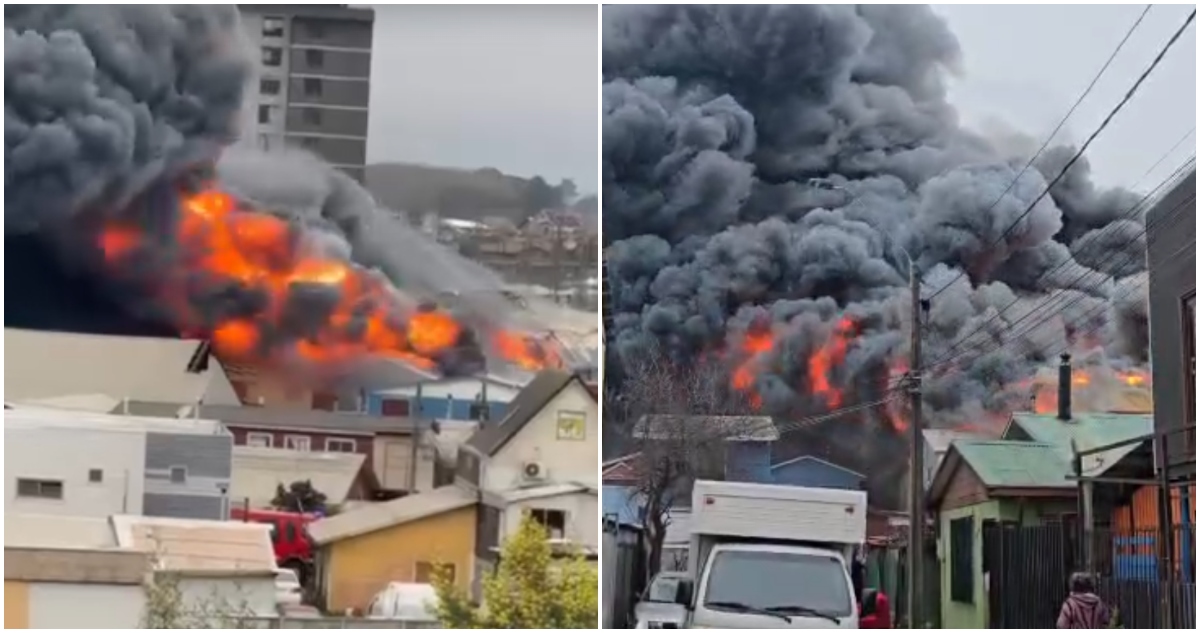Incendio en bodega de ropa usada en Concepción