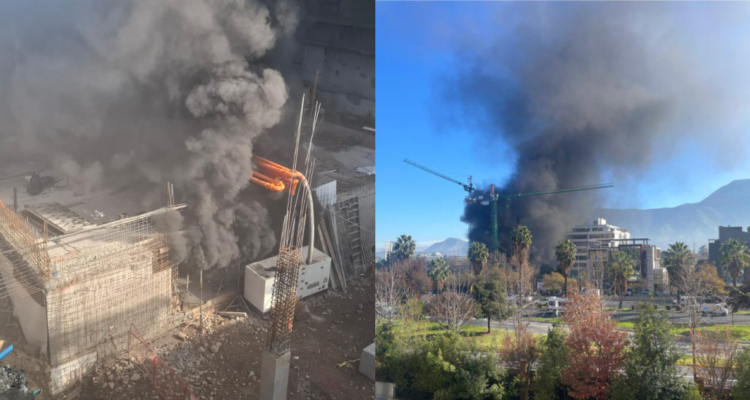 Gran incendio afecta a subterráneo de edificio en construcción en Vitacura