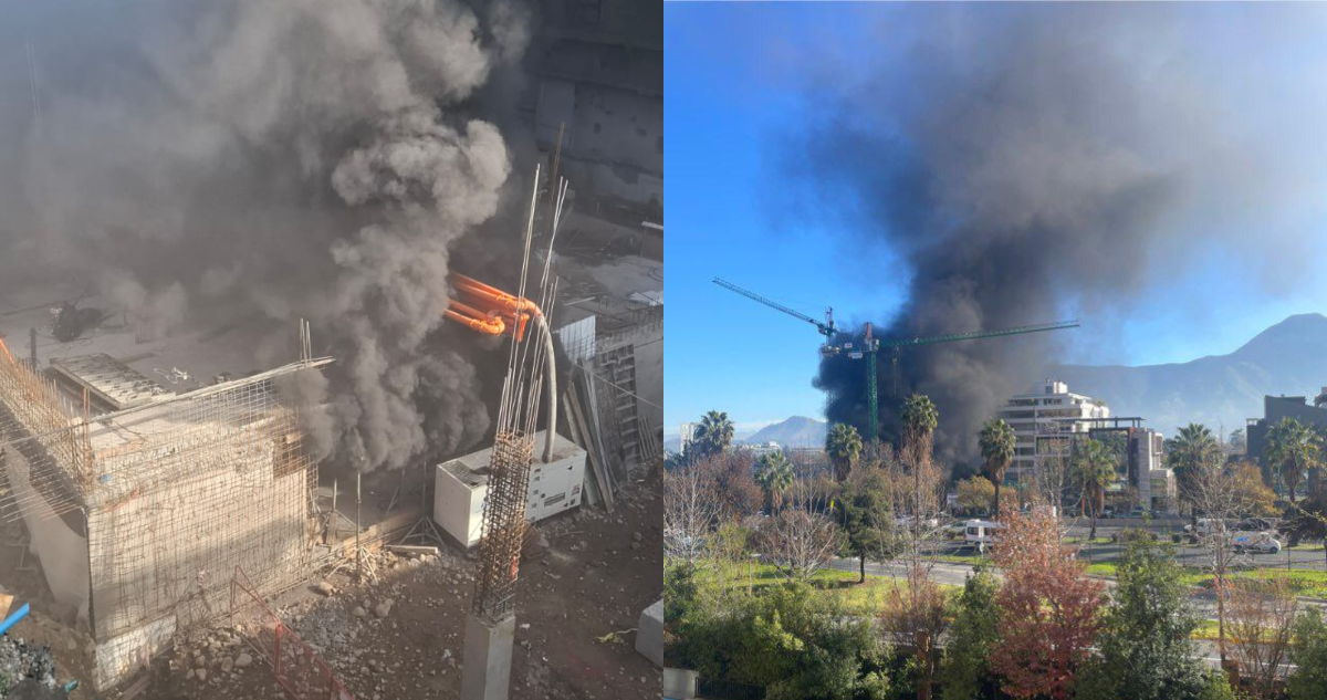 Gran incendio afecta a subterráneo de edificio en construcción en Vitacura