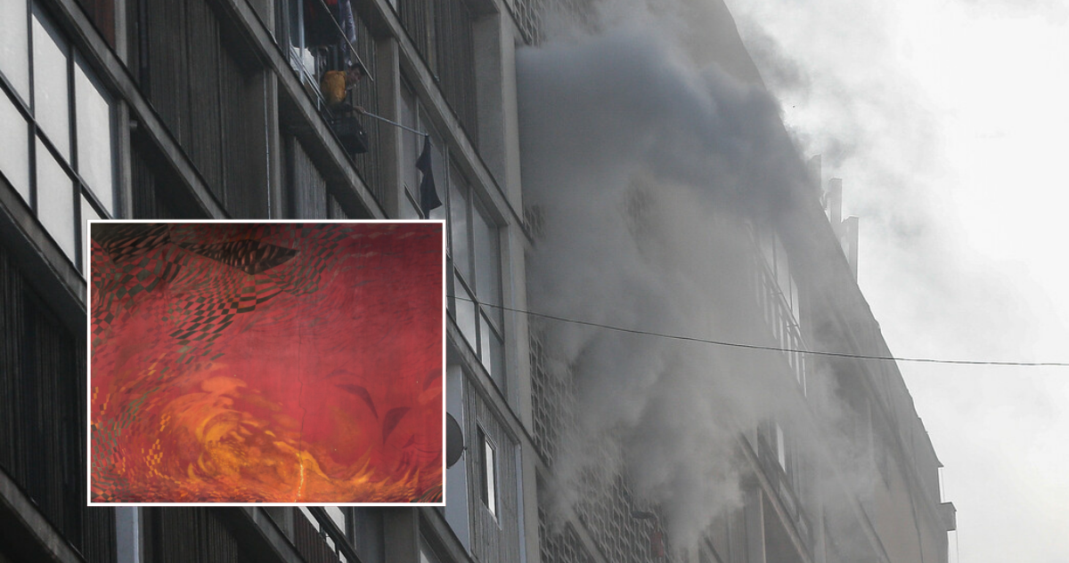 Continúa combate de incendio en centro de Santiago: se teme por mural patrimonial de Nemesio Antúnez