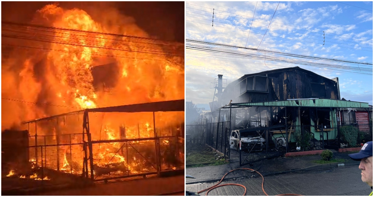 Incendio en viviendas de Frutillar