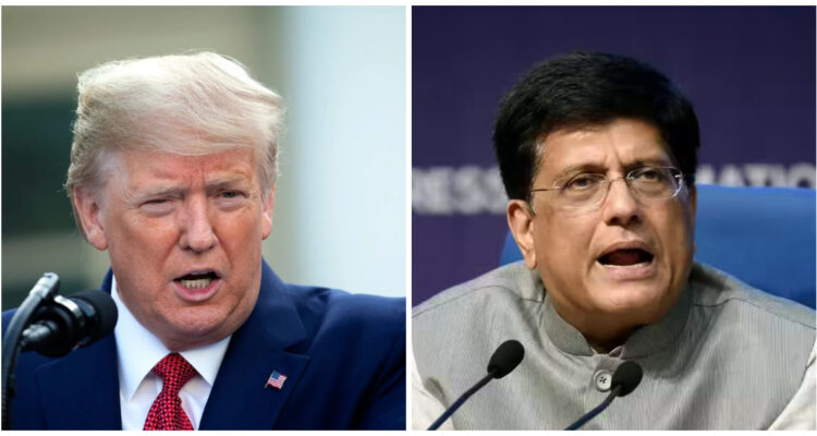El presidente de EEUU, Donald Trump, y el ministro de Comercio e Industria de India, Piyush Goyal