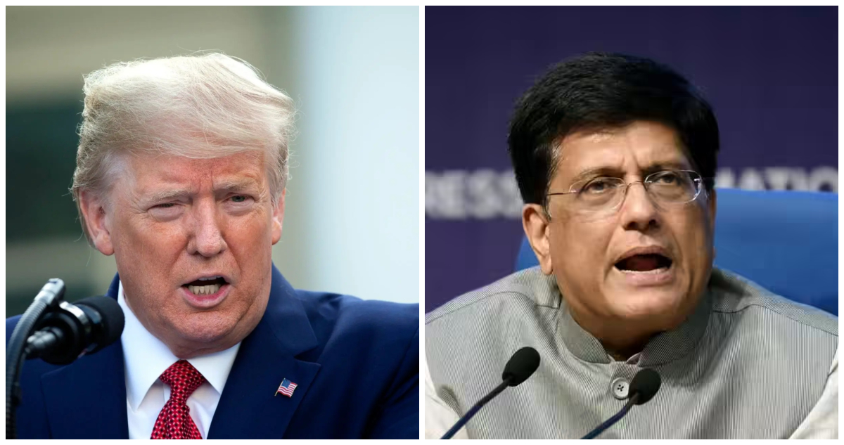 El presidente de EEUU, Donald Trump, y el ministro de Comercio e Industria de India, Piyush Goyal
