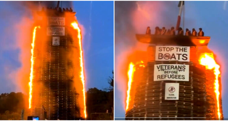 Investigan como delito de odio quema de torre de palets con bote de migrantes en Irlanda del Norte