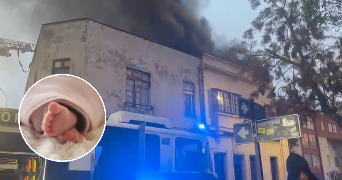 Lactante de un mes fallece tras incendio en Santiago centro que movilizó a cerca de 120 bomberos
