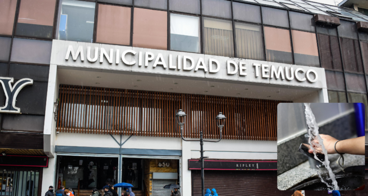 Frontis de la Municipalidad de Temuco por deudas en uso de agua en Mercado Municipal