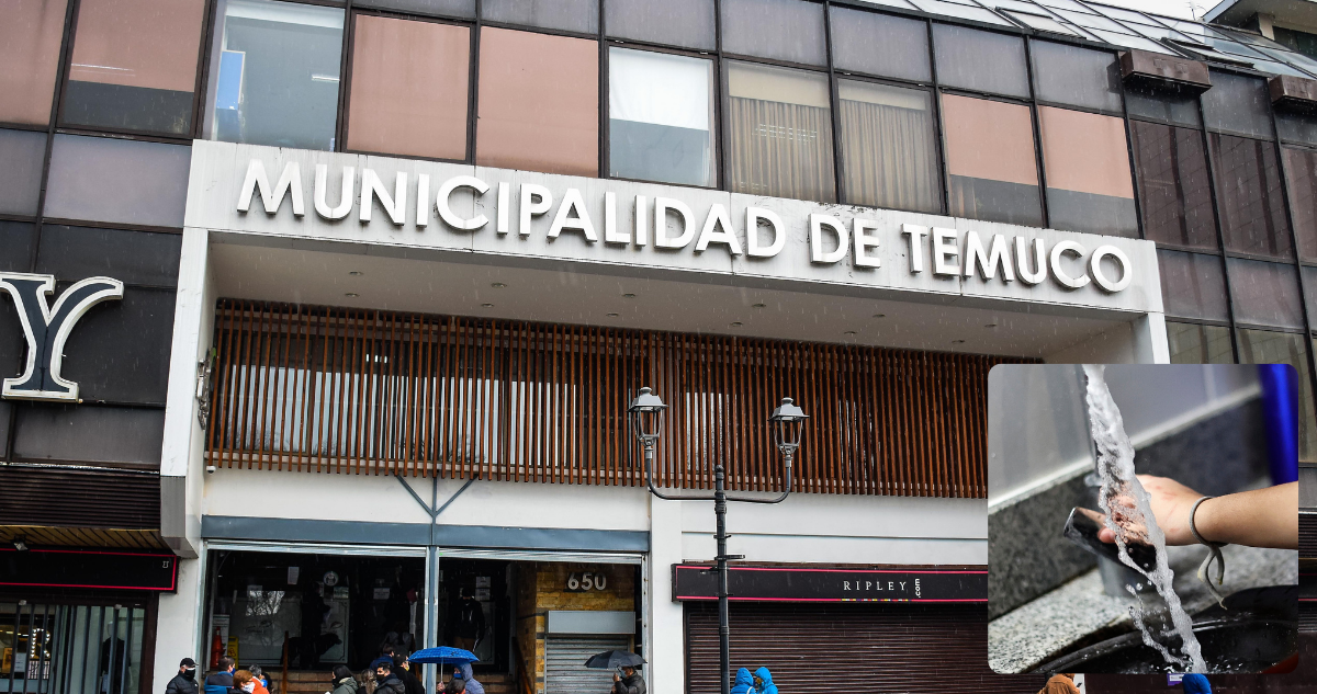 Frontis de la Municipalidad de Temuco por deudas en uso de agua en Mercado Municipal