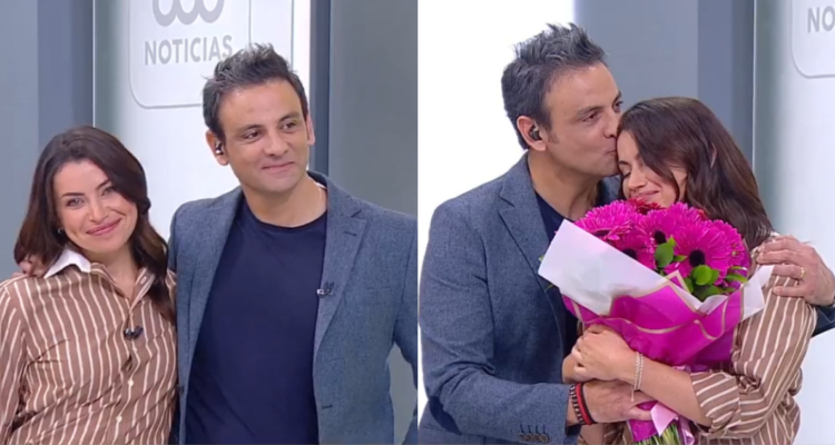 Natasha Kennard junto a Gonzalo Ramírez en su último noticiero en Mega