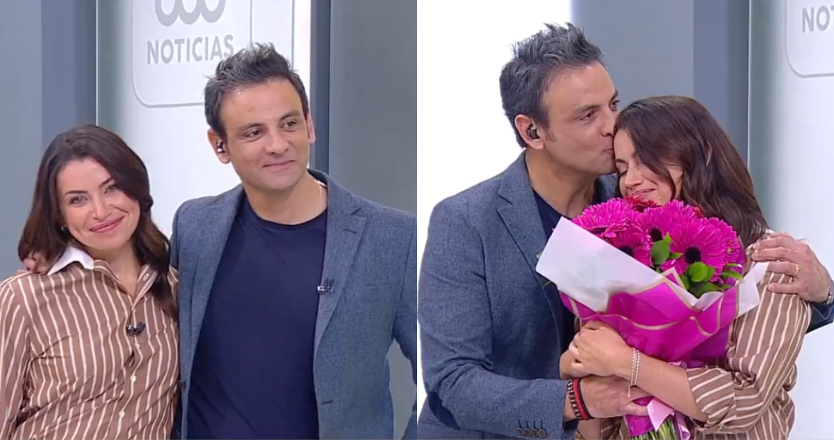 Natasha Kennard junto a Gonzalo Ramírez en su último noticiero en Mega
