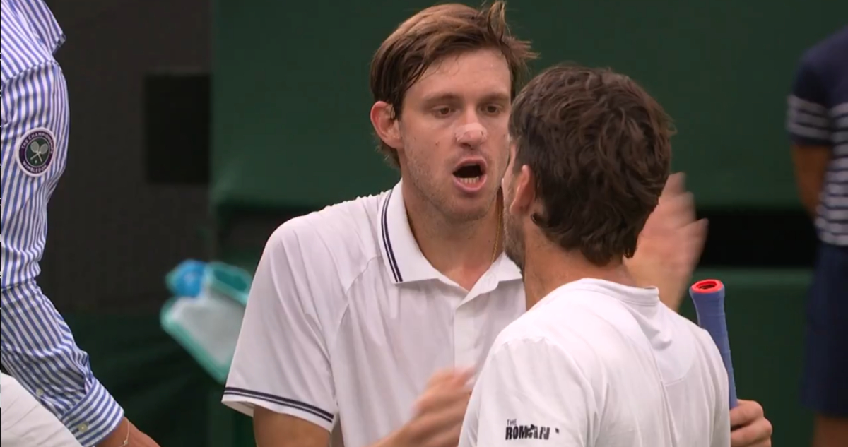 Norrie discutiendo con Jarry en Wimbledon