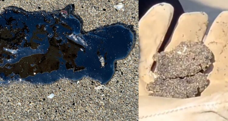 La Armada investiga el origen de un compuesto químico, posiblemente hidrocarburos, en el borde costero de Quintero, en la Playa Ritoque.