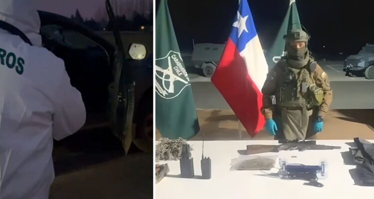Recuperan en Ercilla camioneta robada en el Bío Bío: hallan arma, droga, chaleco antibalas y otros