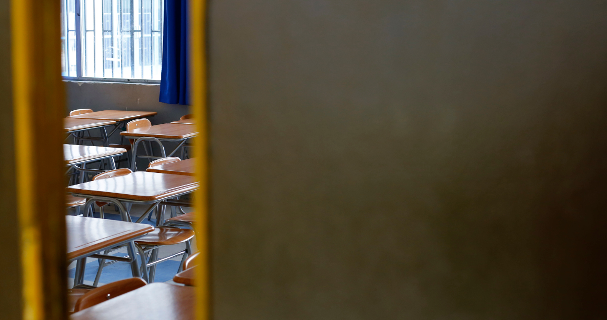 Interior de sala de clases por reparación de establecimientos del SLEP Valdivia