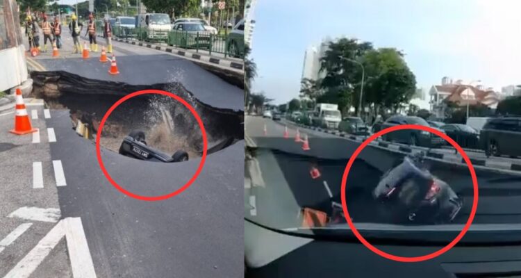 Video | Mujer es tragada con su auto por un socavón de 3 metros en Singapur: gobierno pidió perdón