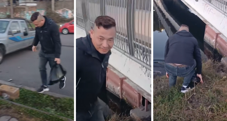 Denuncian a ciudadano chino por pescar peces en la Laguna Tres Pascualas en Concepción