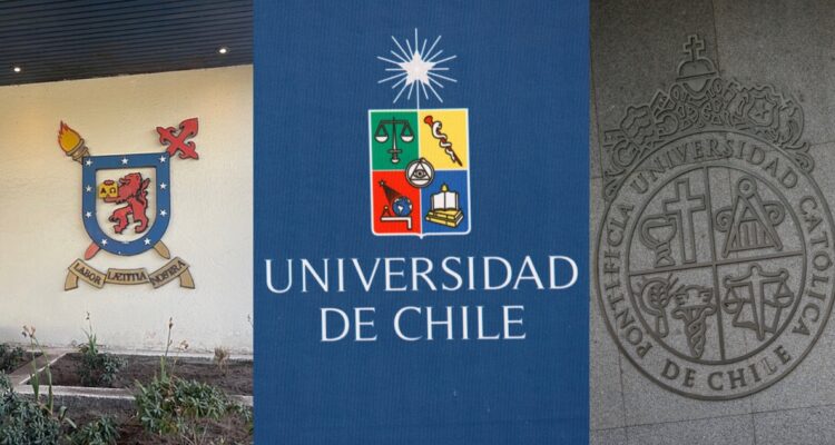 Los escudos de las universidades de Santiago, de Chile, y Católica, las cuales se resistieron al estudio de la FNE.
