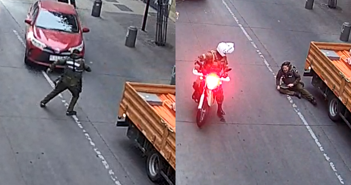 Video muestra violento atropello a carabinero en huida de sujetos con auto robado en Santiago