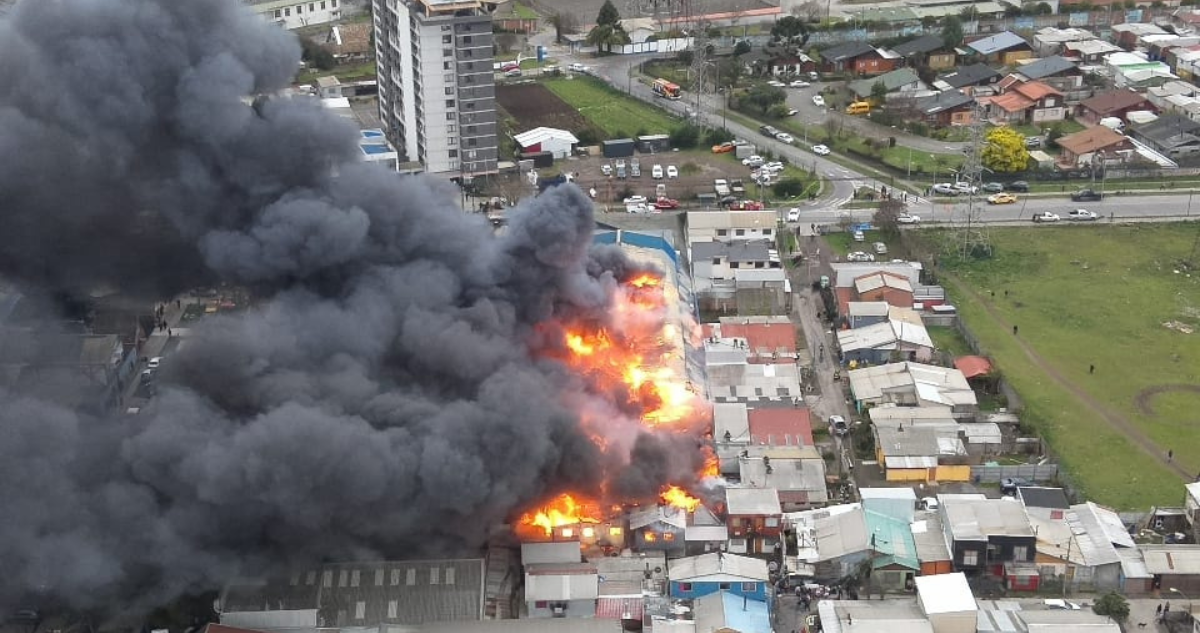 Incendio en sector de Chillancito de Concepción, región del Bío Bío