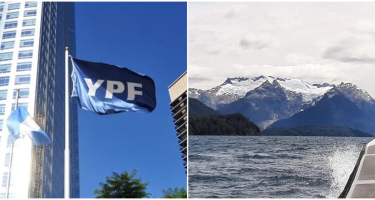 Oficina de YPF en Buenos Aires y vista del Glaciar Torrecillas en Chubut