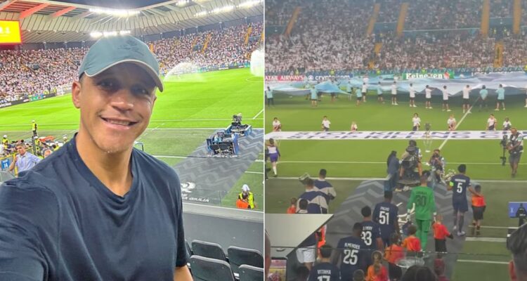 Alexis Sánchez como hincha en estadio de Udinese