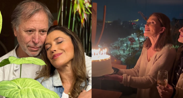 Carolina Arregui junto a Roy Sothers y fotografía del cumpleaños póstumo