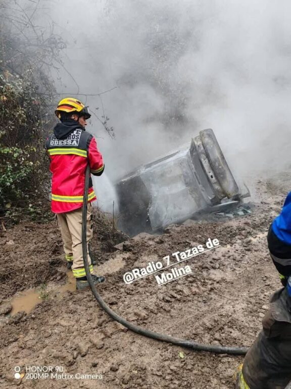 Auto de José Quezada y Paulina Nasser en RallyMobil Curicó tras incendio 1