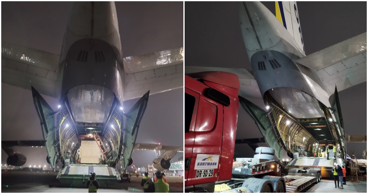 Uno de los aviones de carga más grandes del mundo aterriza en Carriel Sur