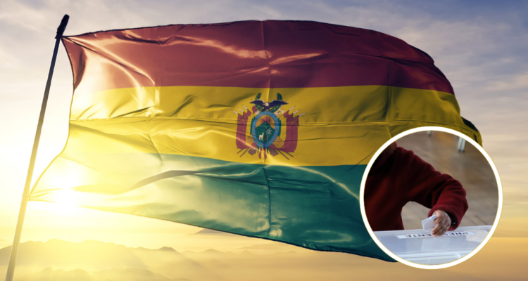 Bandera de Bolivia y foto de elecciones