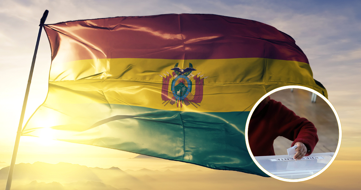 Bandera de Bolivia y foto de elecciones