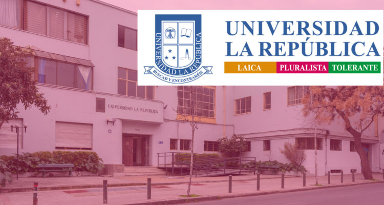 Universidad La República con filtro rosado y logo arriba.