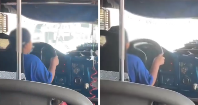 Captan a niño manejando microbús con pasajeros en México