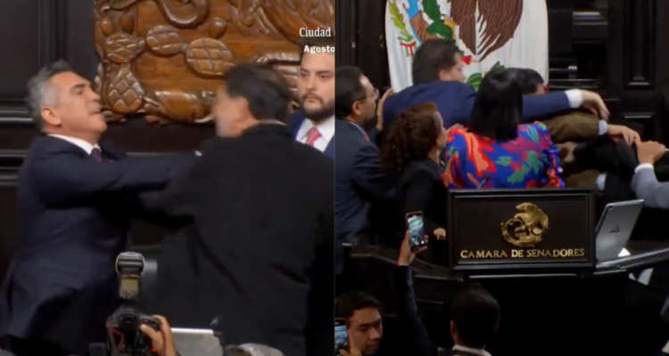 VIDEO | Senadores mexicanos se enfrentan a golpes en pleno Congreso al término de una sesión