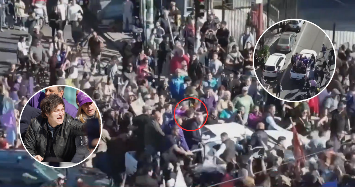 Evacúan a Milei en medio de acto de campaña tras ser atacado por manifestantes