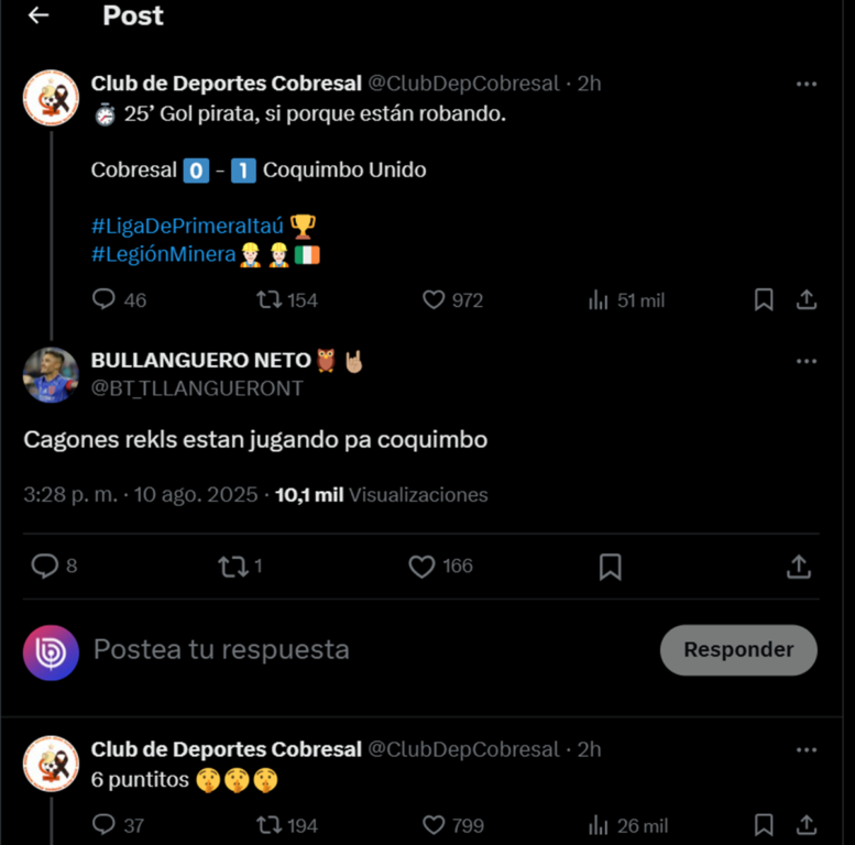 Cobresal respondió a hincha de La U que los acusó de "jugar para Coquimbo"