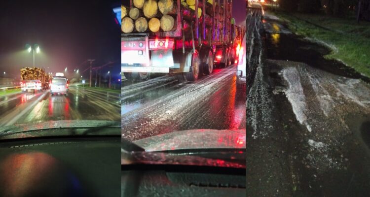 Intensa granizada provoca colisión múltiple en la Ruta 5 Sur en La Araucanía