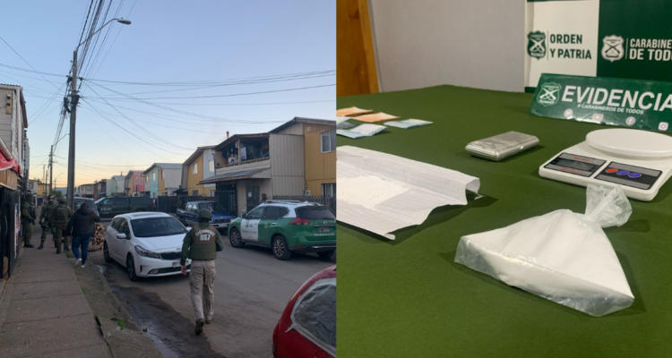 Carabineros incautan más de 300 dosis de cocaína y detienen a dos sujetos por microtráfico en Mulchén