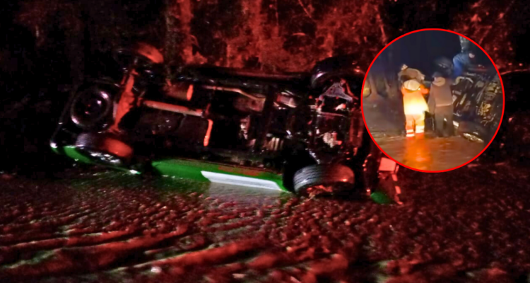 Civiles rescatan a carabineros desde patrulla volcada en camino completamente inundado en Puerto Varas