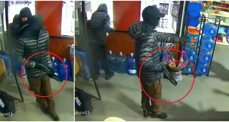 Encapuchados armados asalta céntrico local comercial en Quillón: cámara captó a sujeto con escopeta