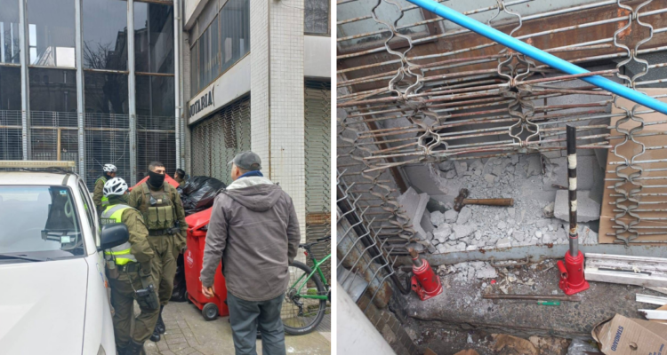 Encuentran “hoyo” en pared de una joyería ubicada al costado de la Municipalidad de Concepción