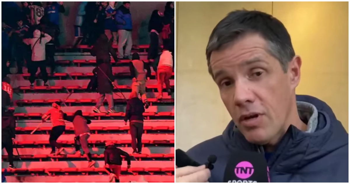 Foto de Michael Clark de La U e hinchas de Independiente para contexto de nota