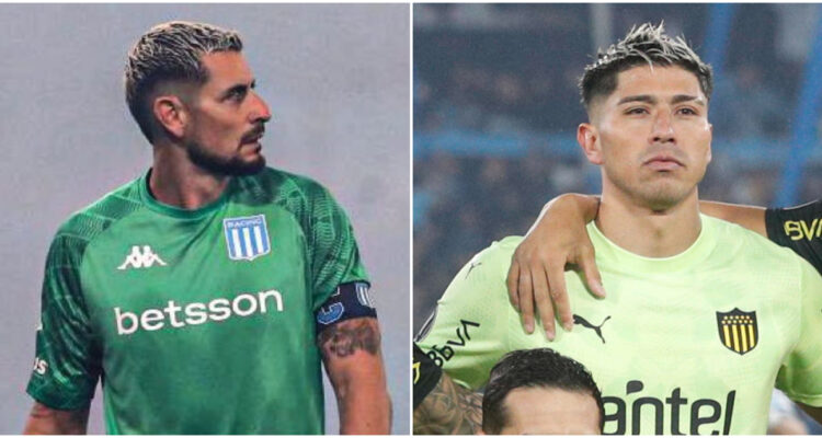 Gabriel Arias y Brayan Cortés en el Racing Peñarol vuelta de Copa Libertadores