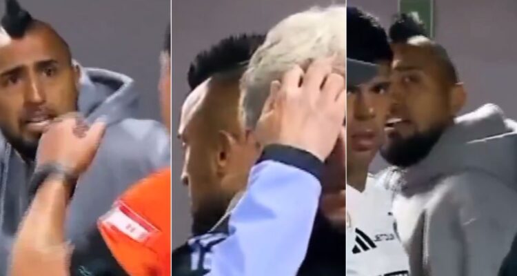 Arturo Vidal furioso reclamando a los árbitros tras empate de Colo Colo con Everton en Viña del Mar