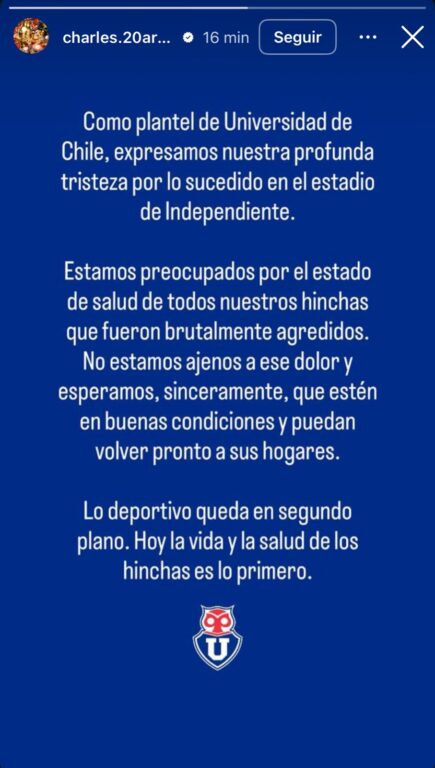 historia de Charles Aránguiz tras incidentes entre La U e Independiente