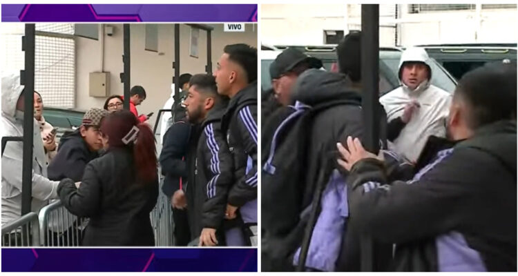 Javier Correa en el incidente con un hincha en el Estadio Monumental