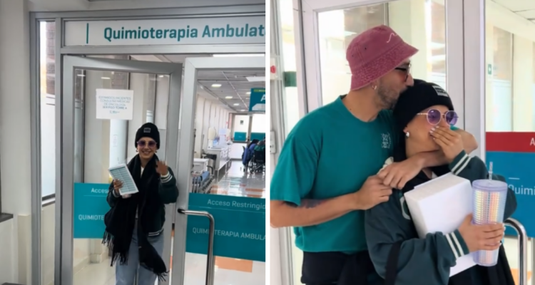 Karla Melo en la clínica recibiendo su última quimioterapia a raíz de su cáncer de mama
