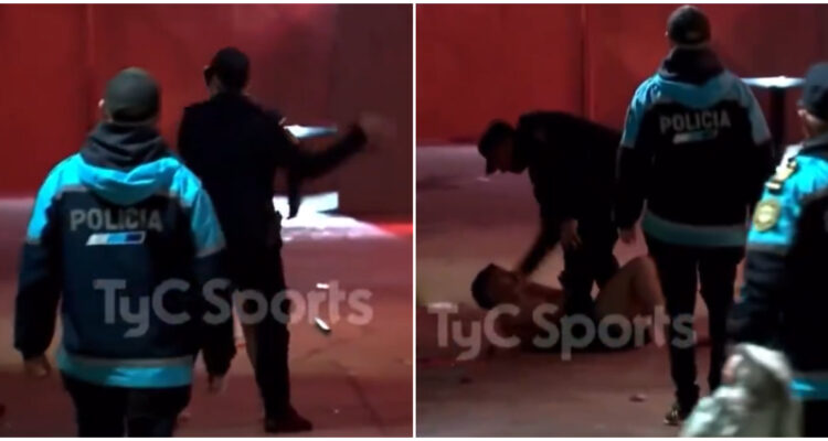 La cobarde agresión de policía argentino a hincha de La U en barbarie ante Independiente