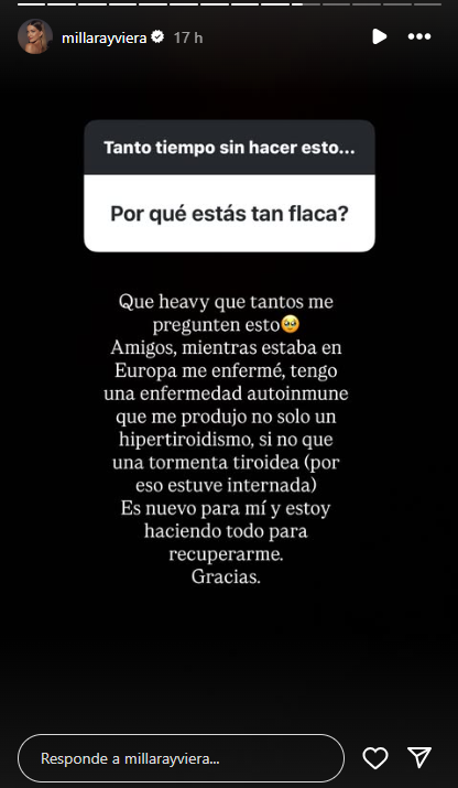 Millaray Viera respondió a personas que critican su físico: reveló que padece enfermedad autoinmune