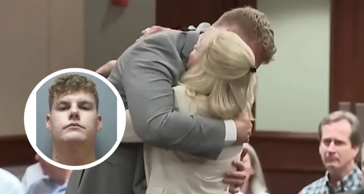 mujer abrazó a sujeto que mató a su esposo tras recibir su condena en EEUU